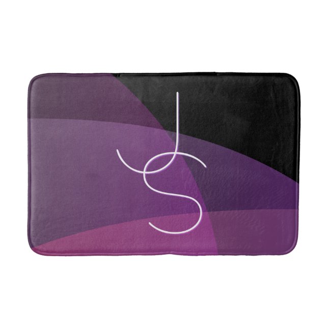 Tapis De Bain Vos initiales qui se chevauchent | Moderne violet  (Devant)