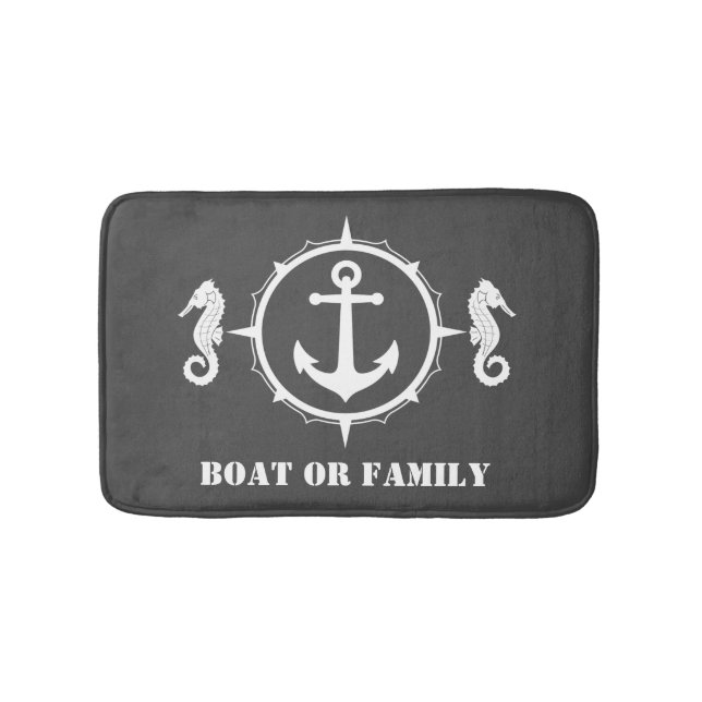 Tapis De Bain Votre bateau ou votre nom de famille Ancre Cheval  (Devant)