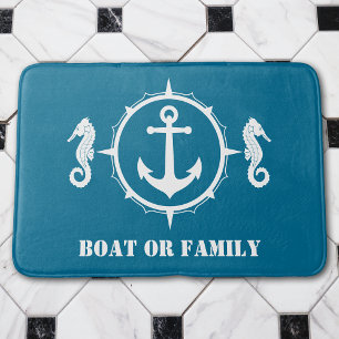 Tapis De Bain Votre nom de bateau ou de famille Ancre hippocampe
