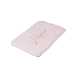 Tapis De Bain Votre texte Élégant Script & Soft Blush Rose
