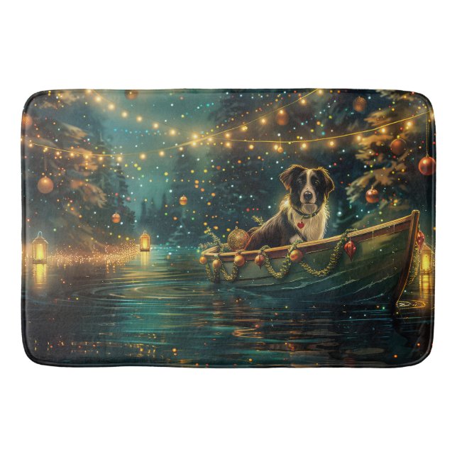 Tapis De Bain Voyage de fête de Noël Border Collie (Devant)