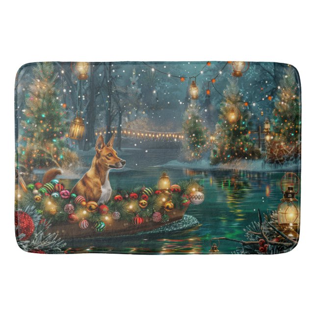 Tapis De Bain Voyage de fête de Noël du Basenji (Devant)