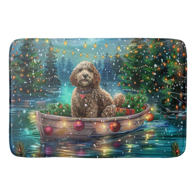 Tapis De Bain Voyage de Noël festif du Cockapoo (Devant)