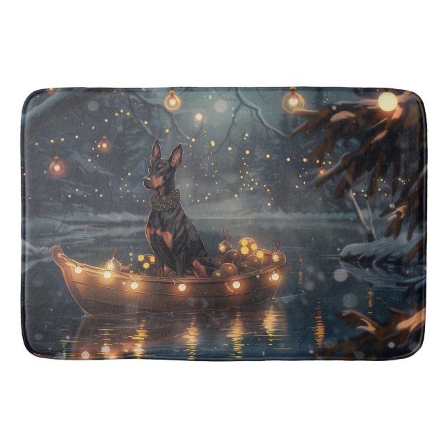 Tapis De Bain Voyage de Noël festif du Doberman (Devant)