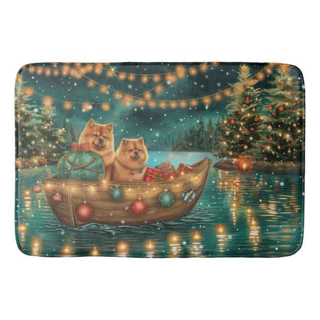 Tapis De Bain Voyage festif de Noël Chow Chow (Devant)