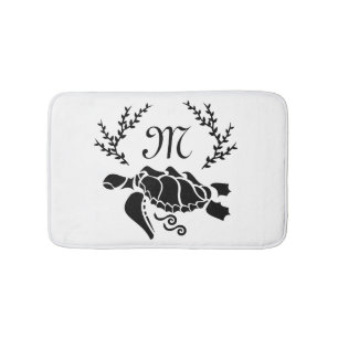 Tapis De Bain Vue latérale de la silhouette de la tortue noire