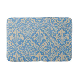Tapis De Bain Walter Crane Art vintage graines et fleurs bleues