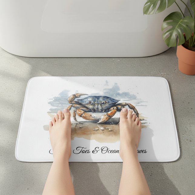 Tapis De Bain Watercolor Beach Crab, custom (Créateur téléchargé)
