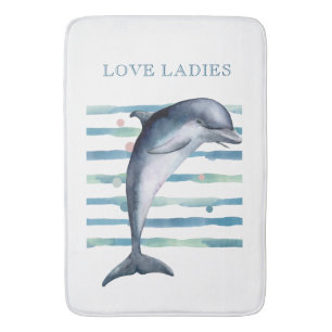 TAPIS DE BAIN WATERCOLOR DOLPHIN ART PLAGE VACANCES
