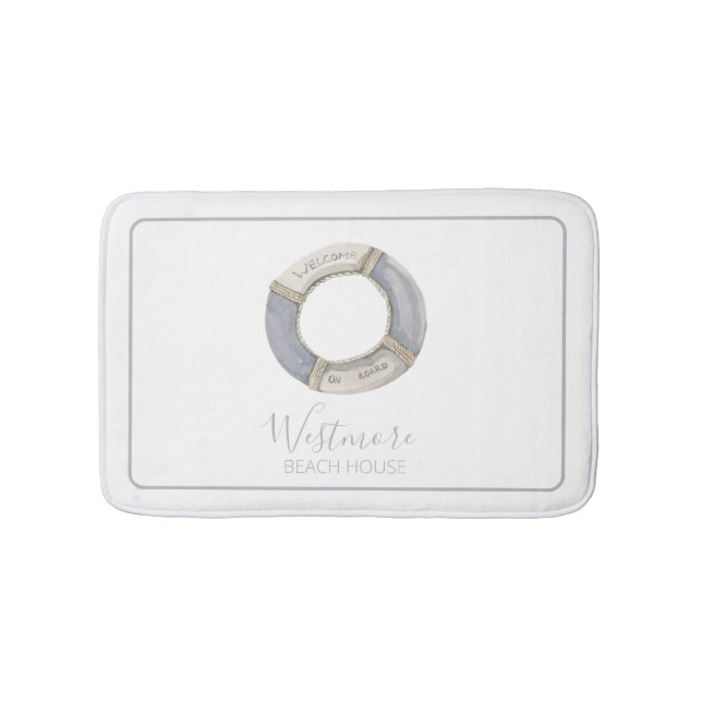 Tapis De Bain Watercolor Life Preserver Beach House (Devant)