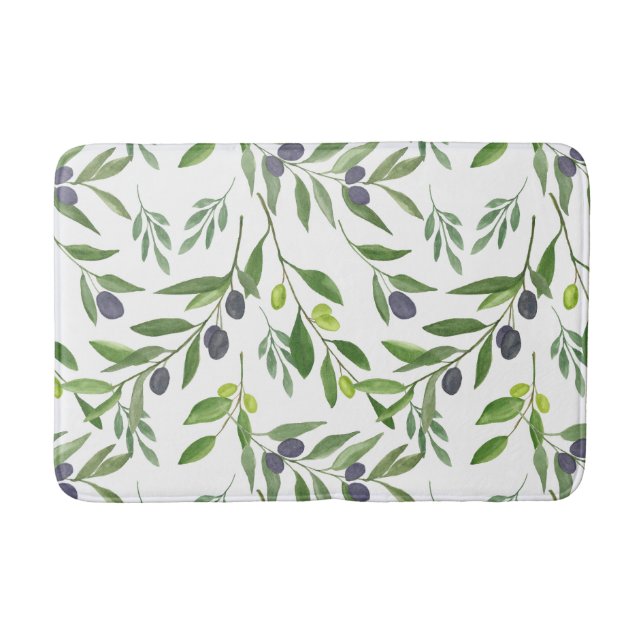 Tapis De Bain Watercolor Olive Pattern (Devant)