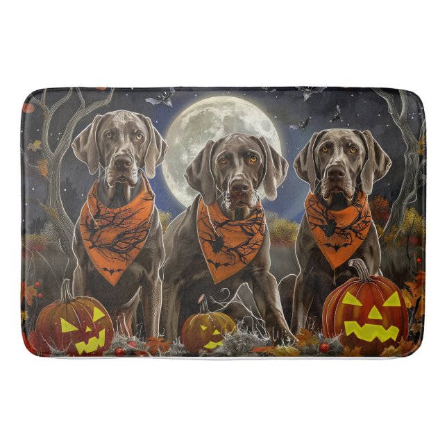 Tapis De Bain Weimaraner Halloween Épouvantable  (Devant)