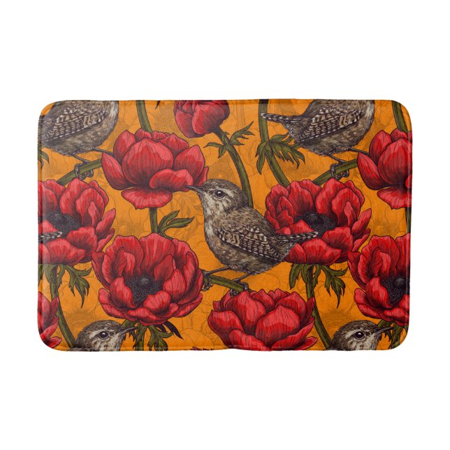 Tapis De Bain Wens dans un jardin d'anémones rouges (Devant)