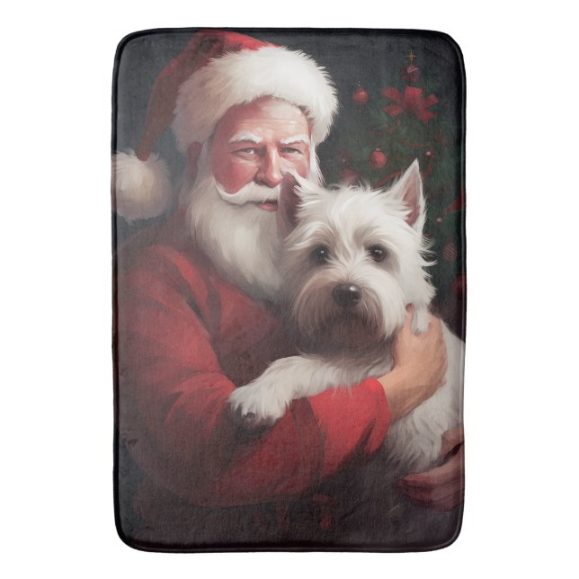 Tapis De Bain West Highland White Terrier Santa Claus Noël (devant Vertical)
