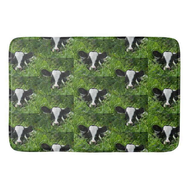Tapis De Bain Western Farm Ranch Holstein Calf Dans L'Herbe (Devant)