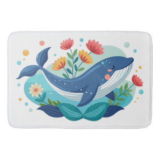 Tapis De Bain Whale And Flowers Mat