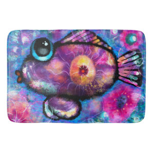 Tapis De Bain Whimsical Abstrait Big Eye Poisson Purple Rose Tur