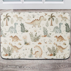 Tapis De Bain Whimsical Boho Jungle Dinosaur Motif