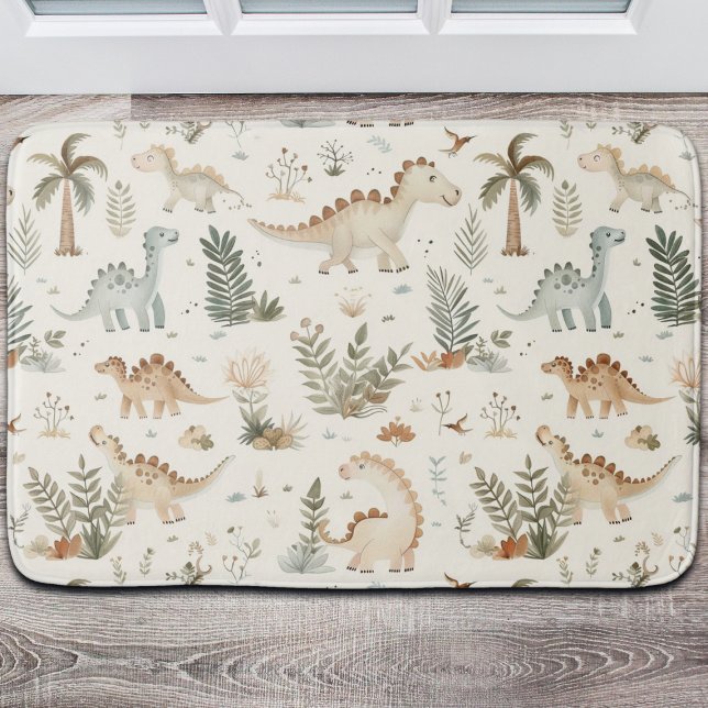 Tapis De Bain Whimsical Boho Jungle Dinosaur Motif (Créateur téléchargé)