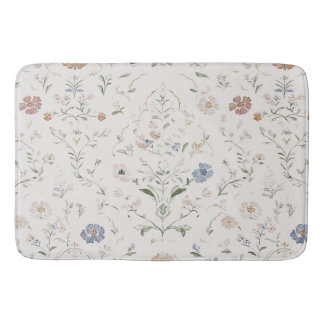 Tapis De Bain Whimsical Cottagecore Beige Watercolor Wildflower