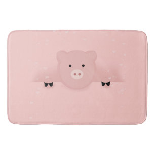 Tapis De Bain Whimsical pink pig cute Farm Animal