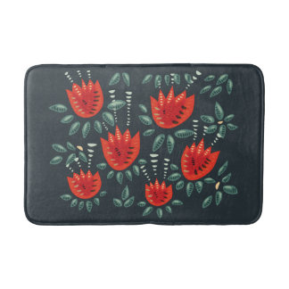 Tapis De Bain Whimsical Red Tulips Floral Art - Printemps Abstra