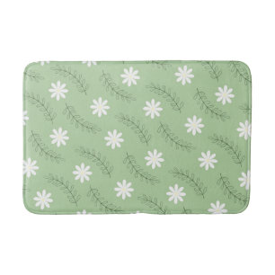 Tapis De Bain Whimsical Sage Green Floral Retro, Gai
