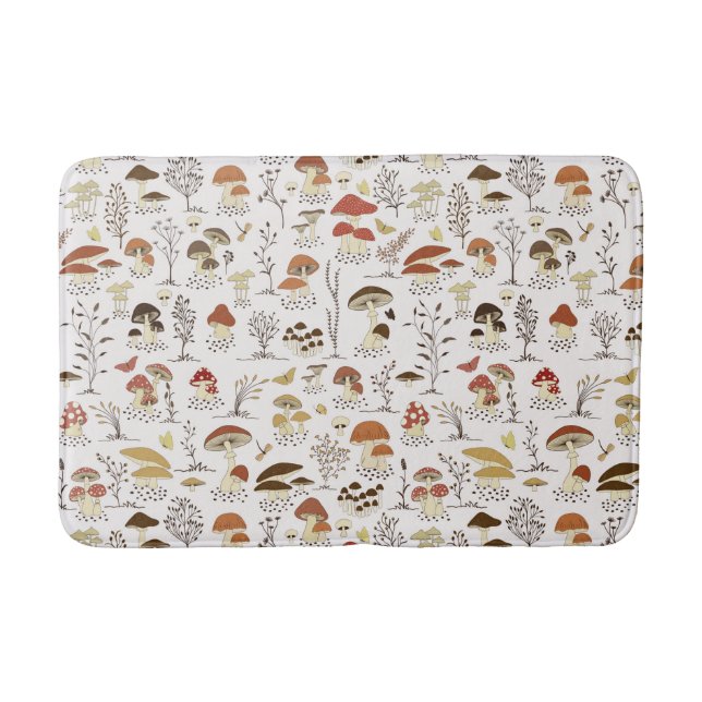Tapis De Bain Whimsical Woodland Champhrooms Motif (Devant)