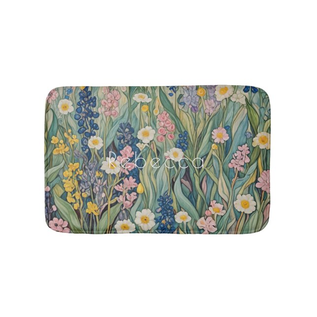 Tapis De Bain Whispers de prairie : Pastel Fleurs sauvages (Devant)