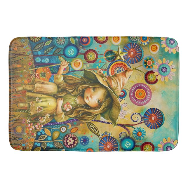 Tapis De Bain Whispers Magiques Parmi Les Fleurs (Devant)