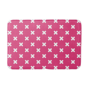 Tapis De Bain White cross stitches on fuchsia