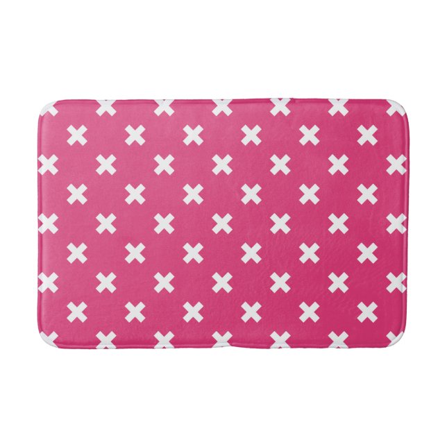 Tapis De Bain White cross stitches on fuchsia (Devant)
