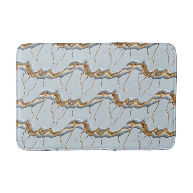 Tapis De Bain White Marble Texture with Cracked Gold Veins (Devant)