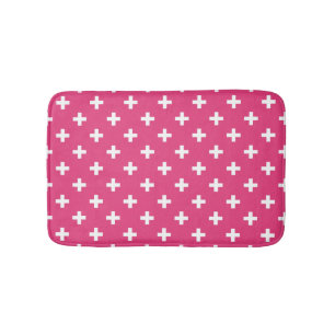 Tapis De Bain White polka crosses on fuchsia