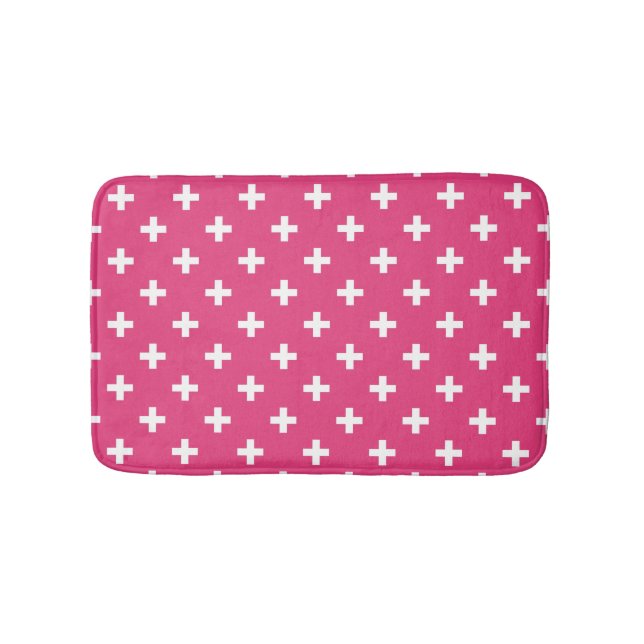 Tapis De Bain White polka crosses on fuchsia (Devant)