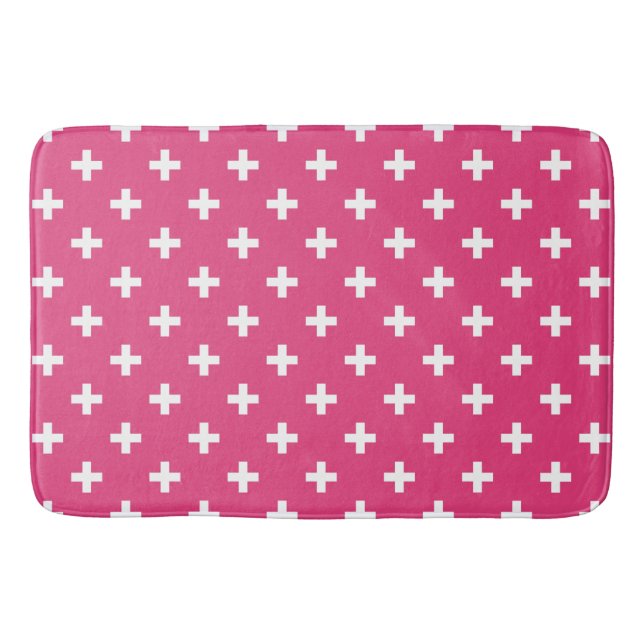 Tapis De Bain White polka crosses on fuchsia (Devant)