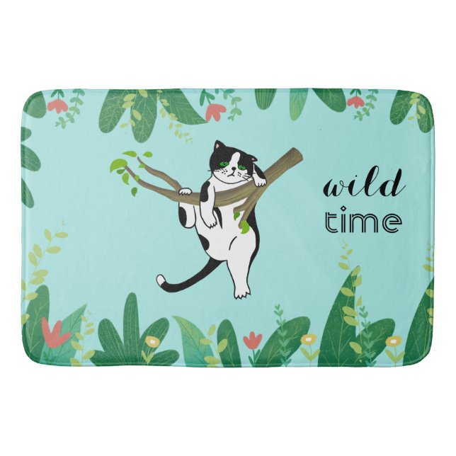 Tapis De Bain Wild Time Green Safari Kitty Cat (Devant)