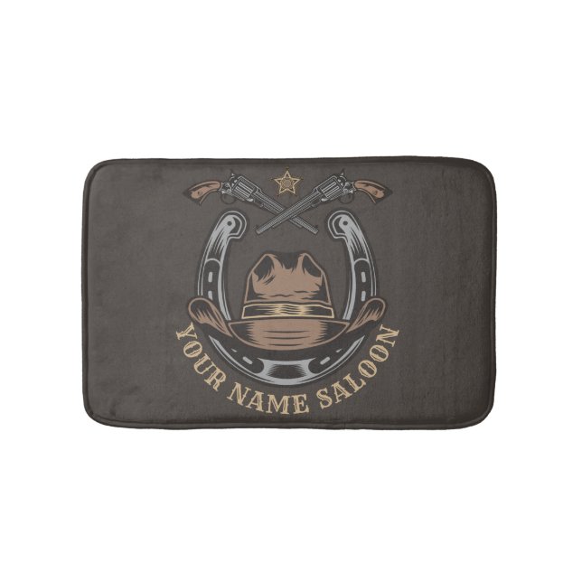 Tapis De Bain Wild West Revolver Horseshoe Western Cowboy Saloon (Devant)