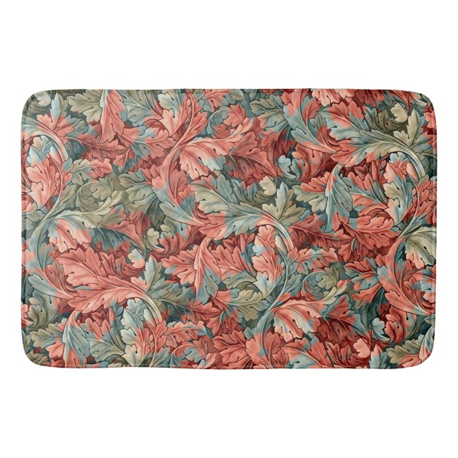 Tapis De Bain William Morris Acanthe Rouille Rouge Sauge Vert (Devant)