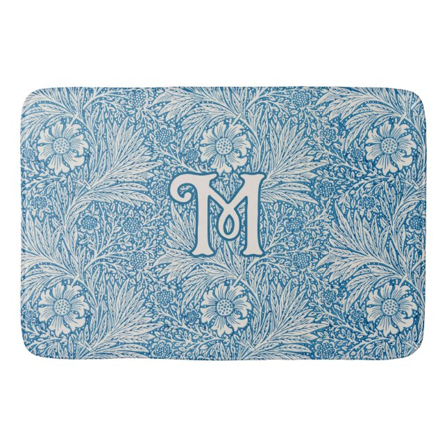 Tapis De Bain William Morris Blue Marigold Monogramme (Devant)