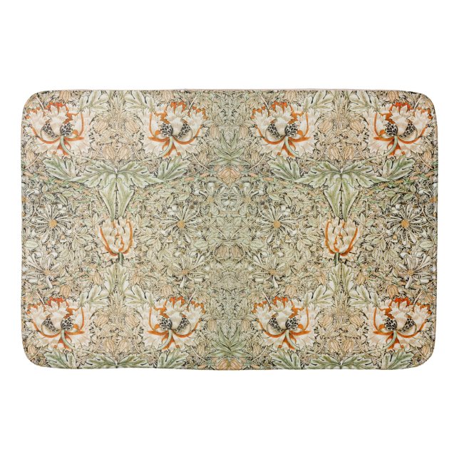 Tapis De Bain William * Morris Chèvrefeuille Botanique Vert Pêch (Devant)