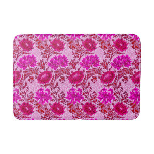 Tapis De Bain William Morris Chrysanthemums, Bourgogne et rose