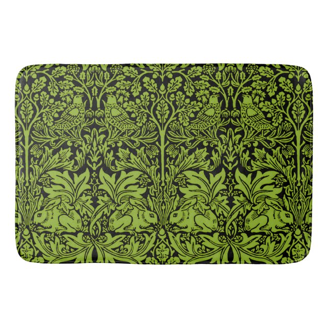Tapis De Bain William Morris Frère Lapin Vert Sauge Noir (Devant)