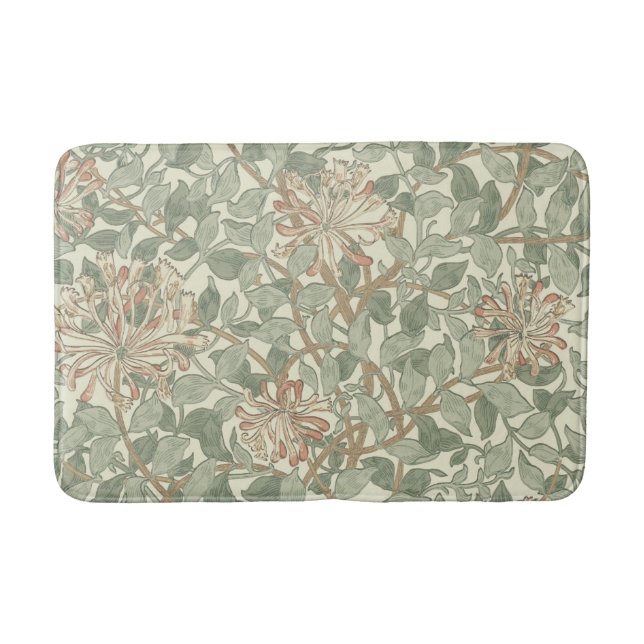 Tapis De Bain William Morris Honeysuckle Vert Floral (Devant)