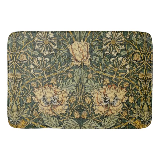 Tapis De Bain William Morris Honeysuckle Vert Floral (Devant)