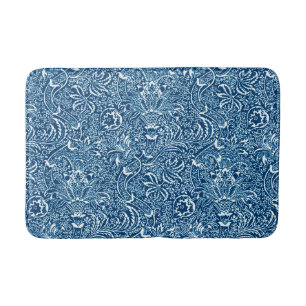 Tapis De Bain William Morris Indian, Indigo Blue et White