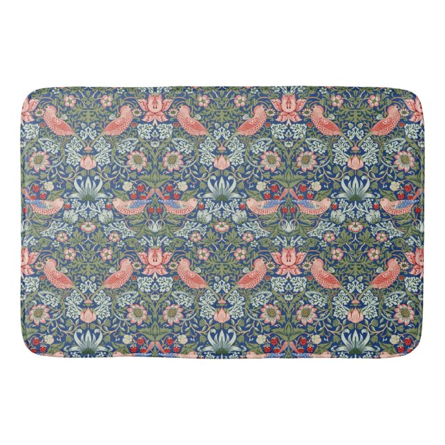 Tapis De Bain William Morris Strawberry Thief Marine Corail (Devant)