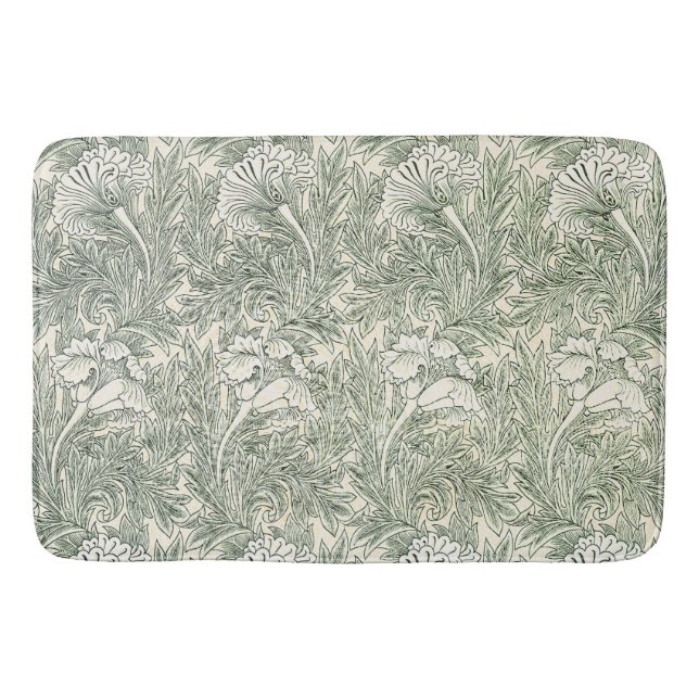 Tapis De Bain William Morris tulip fond textile vert (Devant)