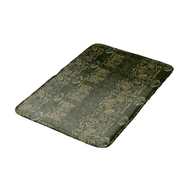 Tapis De Bain William Morris : Tulipe verte et Mat de bain Rose (Angle)