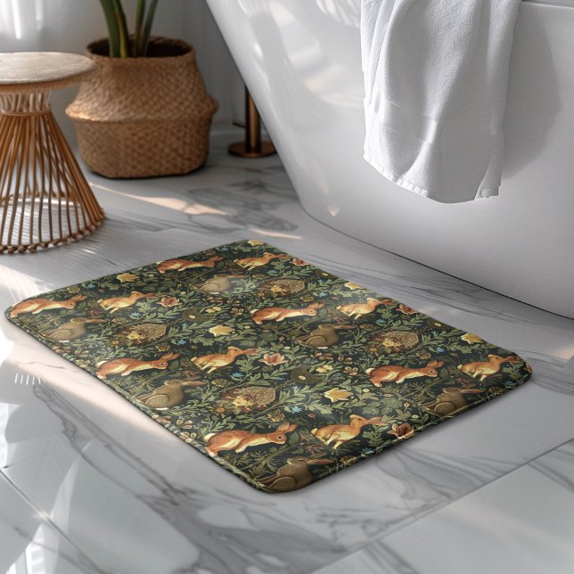 Tapis De Bain William Morris Woodland Lapins floraux Noël (Créateur téléchargé)